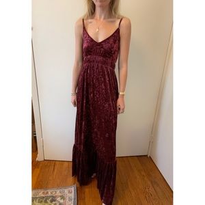 Crushed Velvet Red Maxi Dress